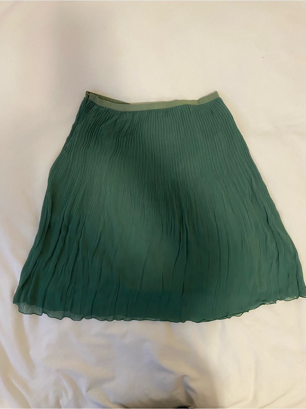 Midi Pleated Skirt in Emerald Green